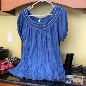 Large Old Navy Blue Smocked Top